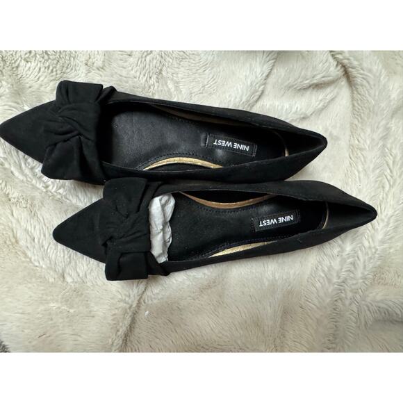 NEW Nine West Black Suede Flats with Bow Detail Size 5M - Picture 4 of 5
